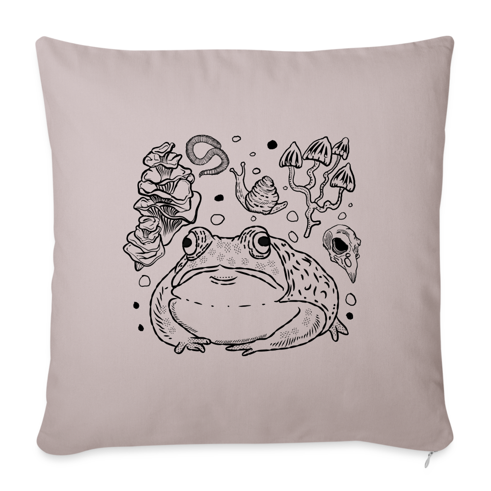 Sofakissen mit Füllung 44 x 44 cm - “Goblincore Sammelsurium” - helles Taupe