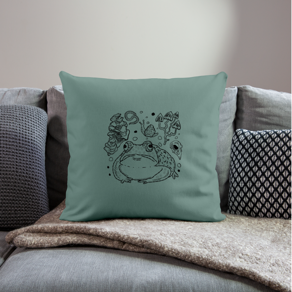 Sofakissen mit Füllung 44 x 44 cm - “Goblincore Sammelsurium” - Tanngrün