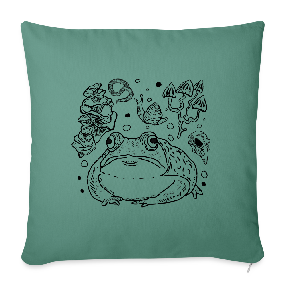 Sofakissen mit Füllung 44 x 44 cm - “Goblincore Sammelsurium” - Tanngrün