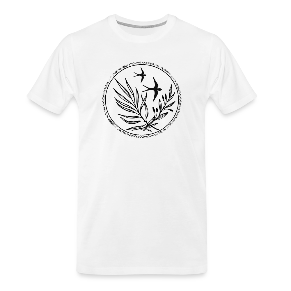 Männer Premium Bio T-Shirt - “Two Birds” - Weiß
