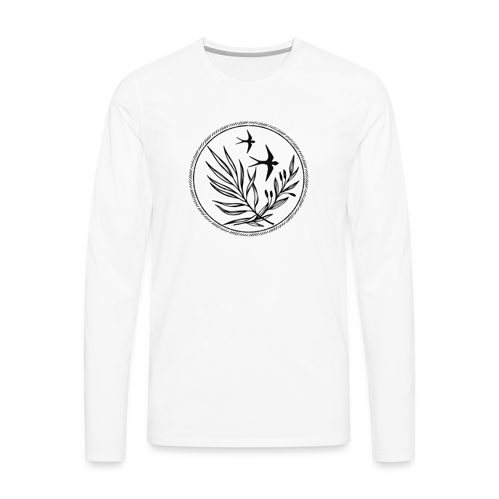 Männer Premium Langarmshirt - “Two Birds” - Weiß