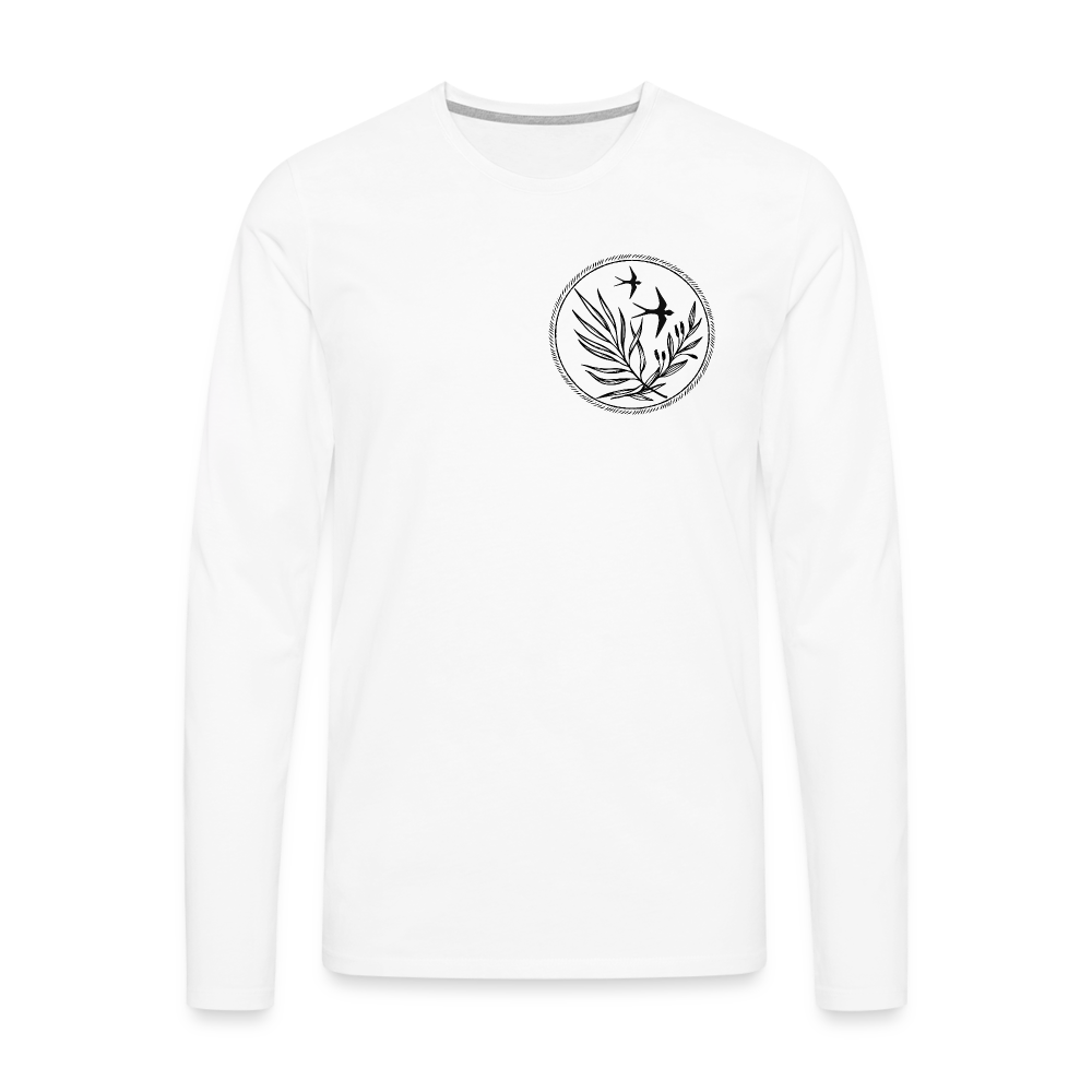 Männer Premium Langarmshirt - “Two Birds” - Weiß