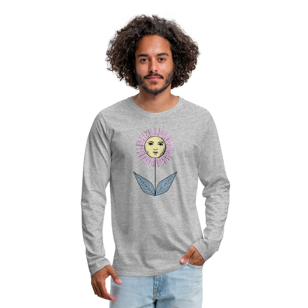 Männer Premium Langarmshirt - “Grow the Sun” - Grau meliert
