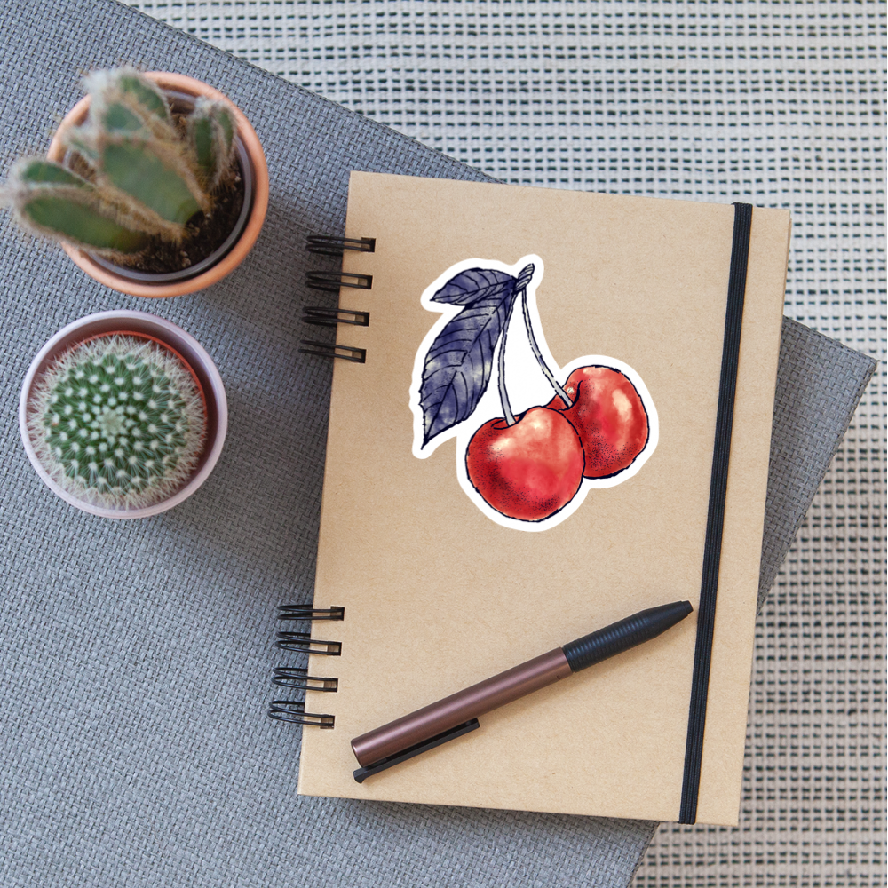 Sticker - “Rote Kirschen” - Mattweiß