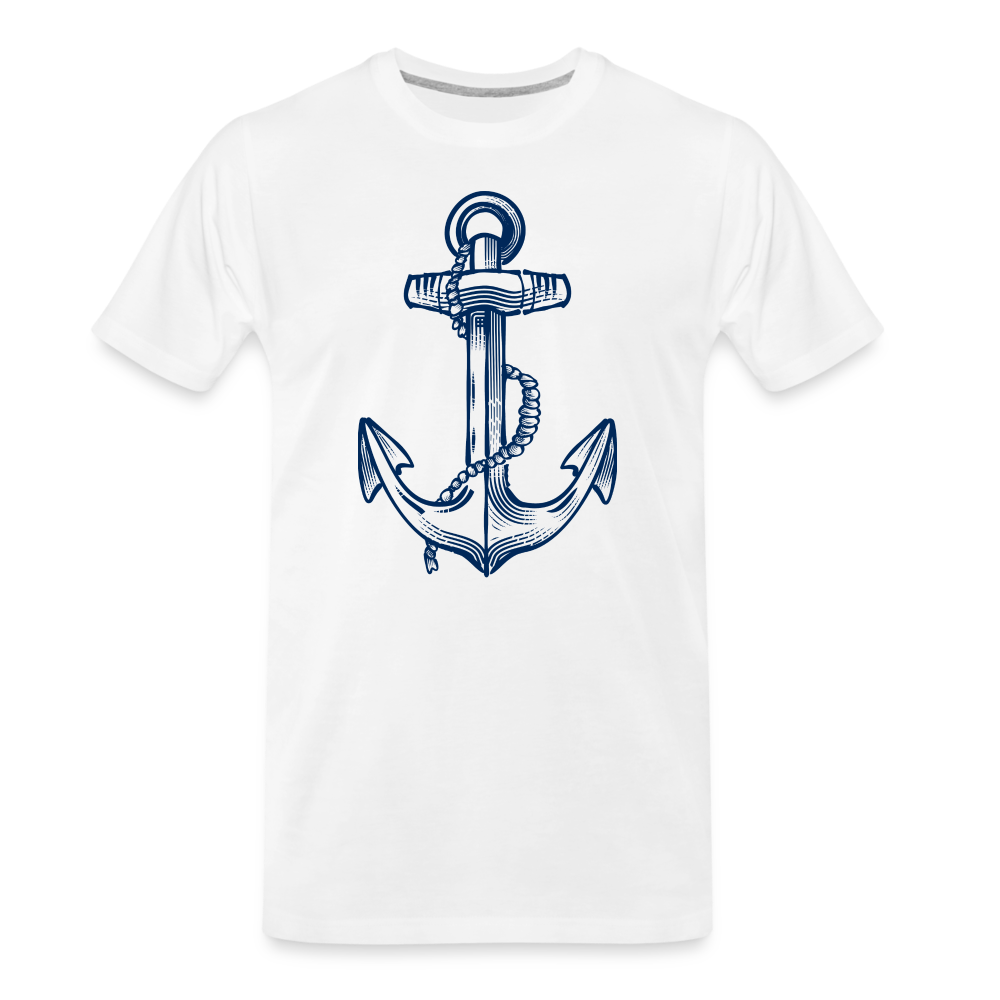 Männer Premium Bio T-Shirt - “Anker in Tintenblau” - white