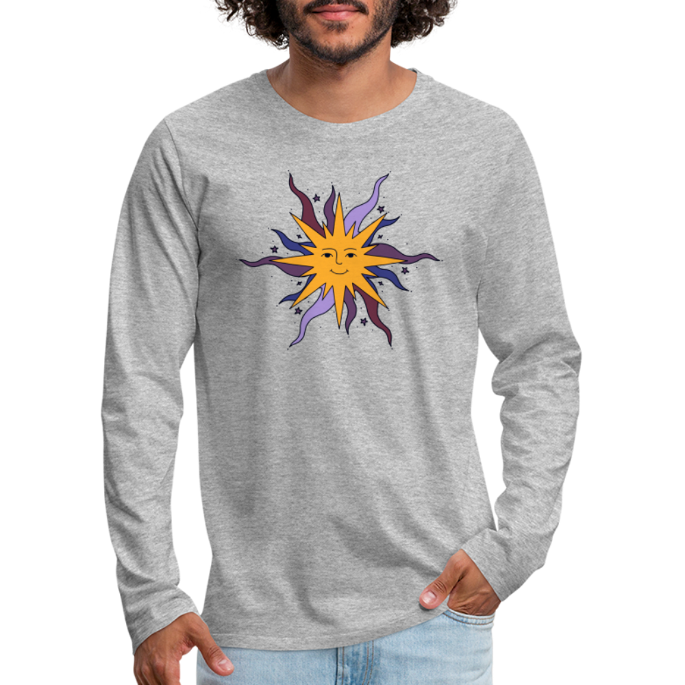 Männer Premium Langarmshirt - “Warme Sonne” - Grau meliert