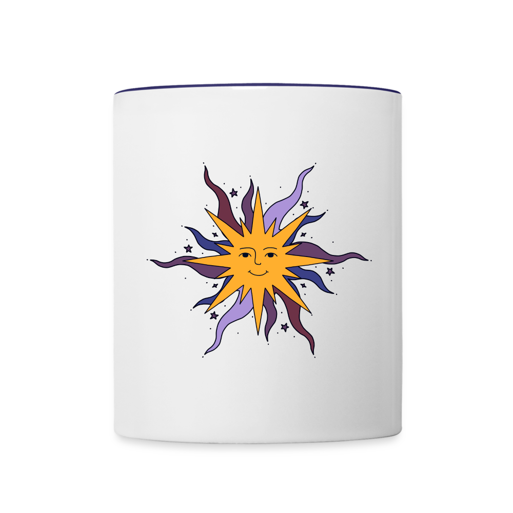 Tasse zweifarbig - “Warme Sonne” - Weiß/Kobaltblau