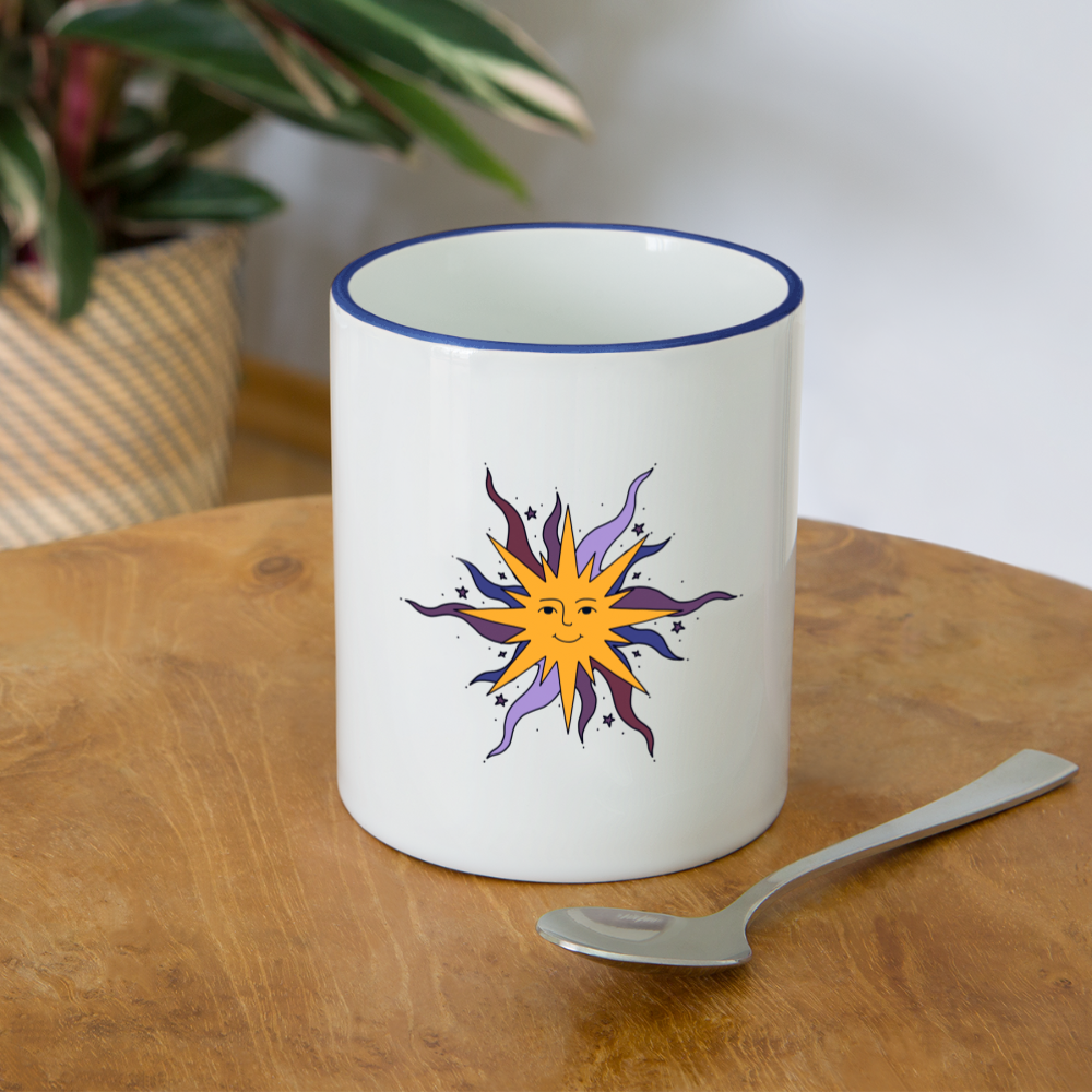 Tasse zweifarbig - “Warme Sonne” - Weiß/Kobaltblau