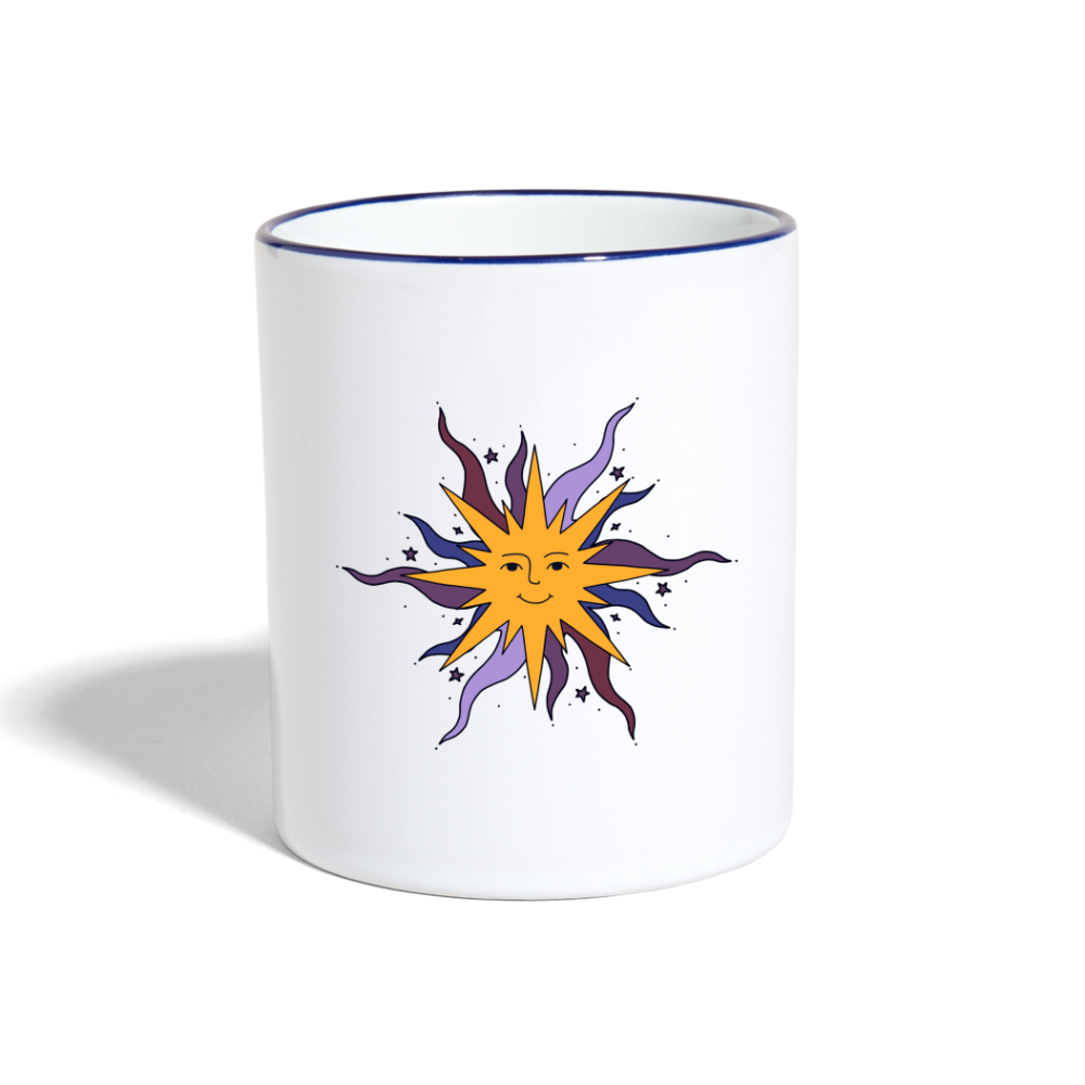 Tasse zweifarbig - “Warme Sonne” - Weiß/Kobaltblau