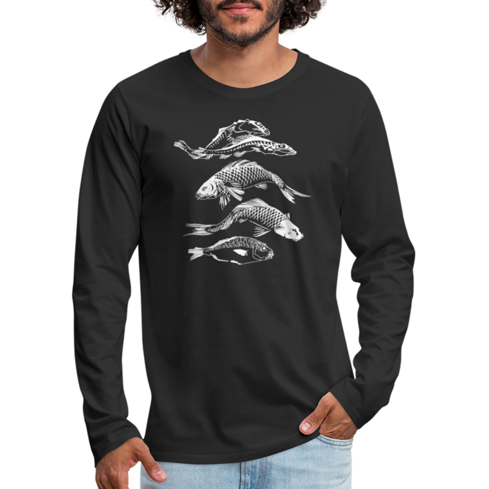 Männer Premium Langarmshirt - “Fischsilhouetten” - Schwarz
