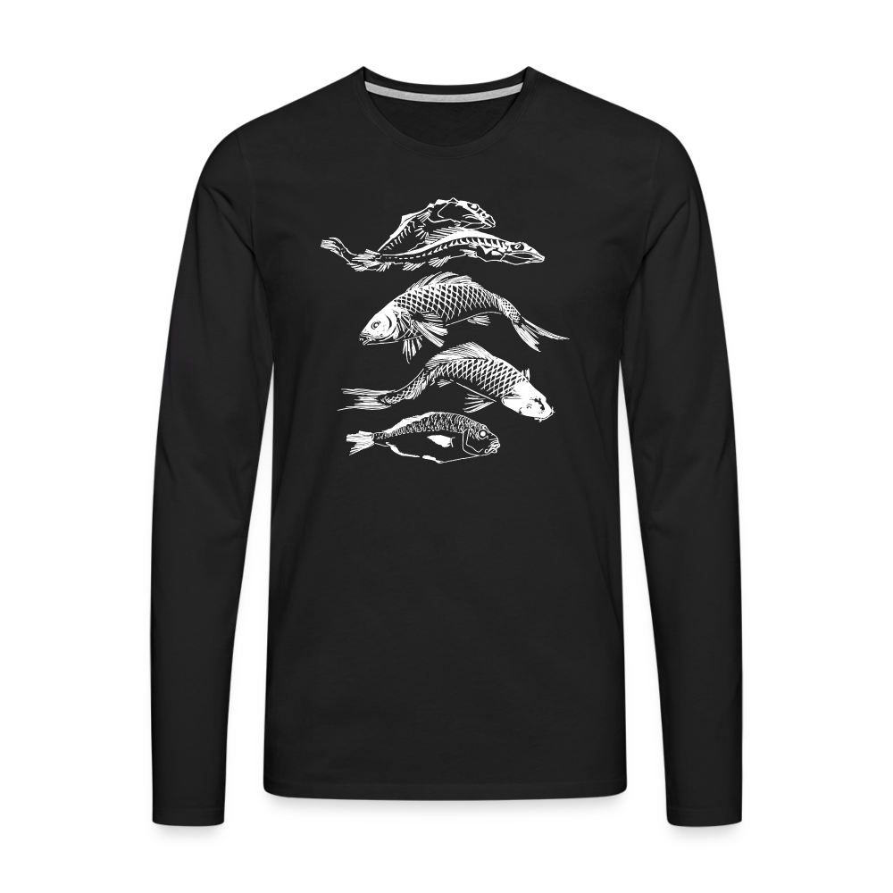 Männer Premium Langarmshirt - “Fischsilhouetten” - Schwarz