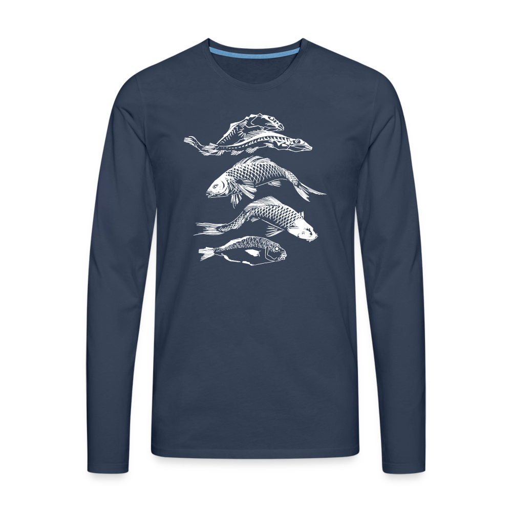 Männer Premium Langarmshirt - “Fischsilhouetten” - Navy