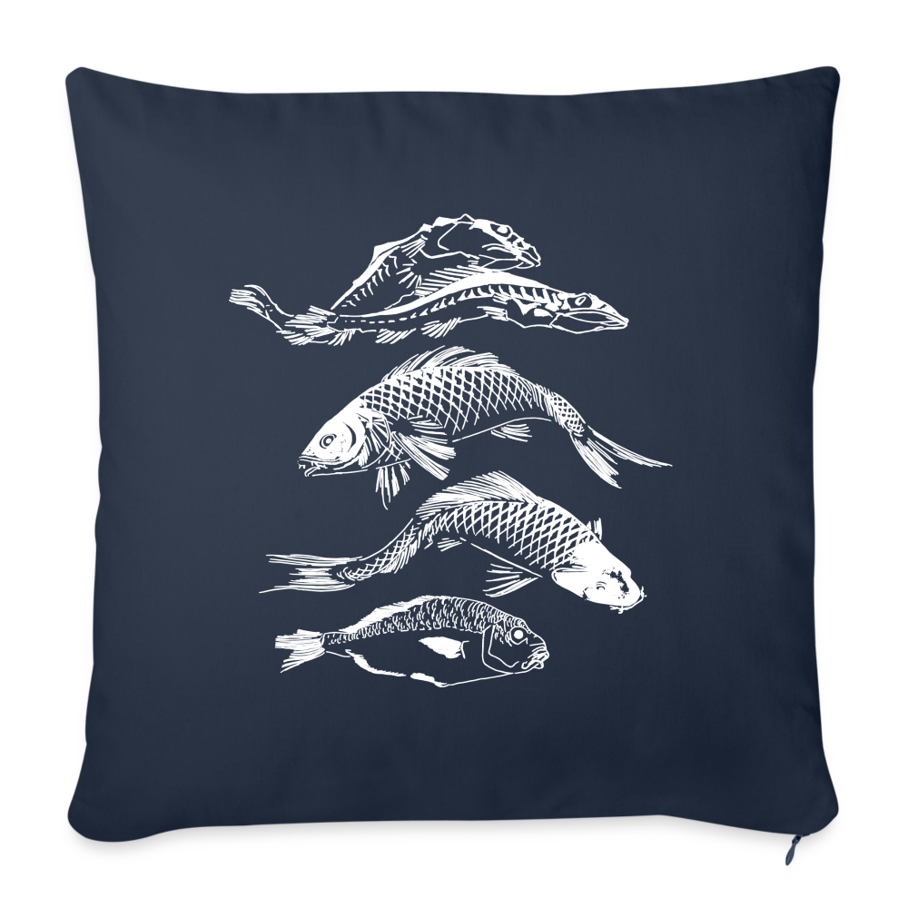 Sofakissen mit Füllung 44 x 44 cm - “Fischsilhouetten” - Navy