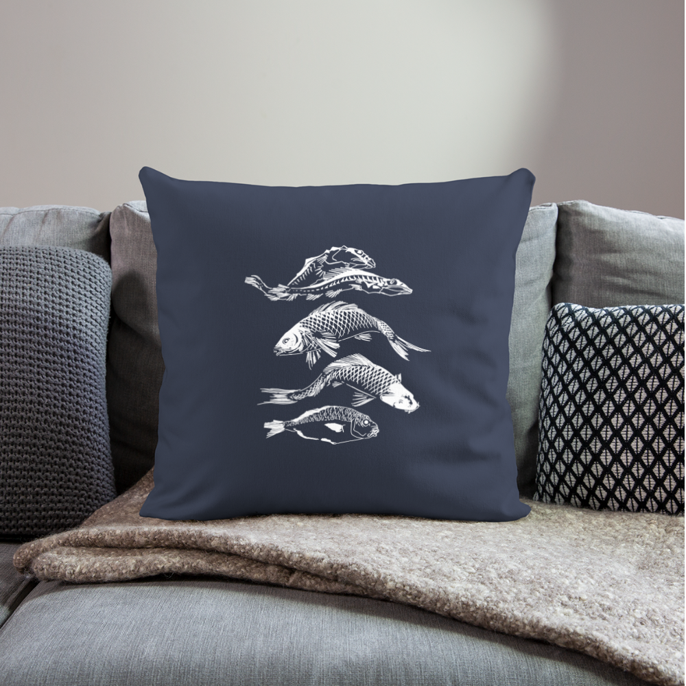 Sofakissen mit Füllung 44 x 44 cm - “Fischsilhouetten” - Navy