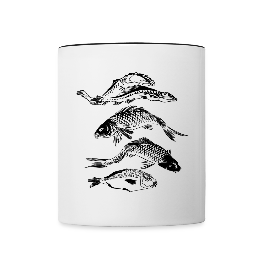 Tasse zweifarbig - “Fischsilhouetten” - Weiß/Schwarz