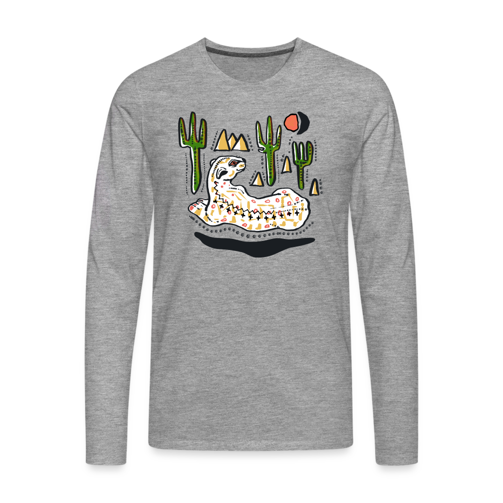 Männer Premium Langarmshirt - “Folkart Jaguar” - Grau meliert