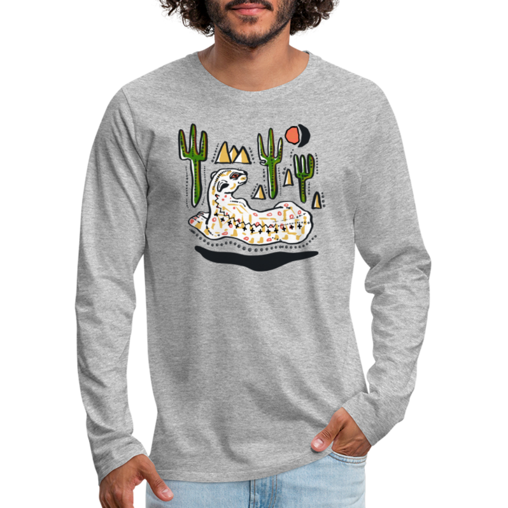 Männer Premium Langarmshirt - “Folkart Jaguar” - Grau meliert