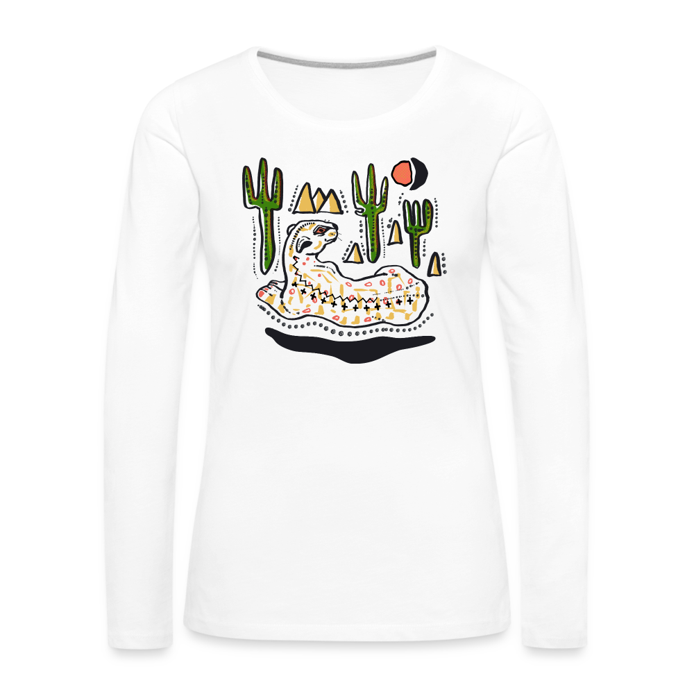 Frauen Premium Langarmshirt - “Folkart Jaguar” - weiß