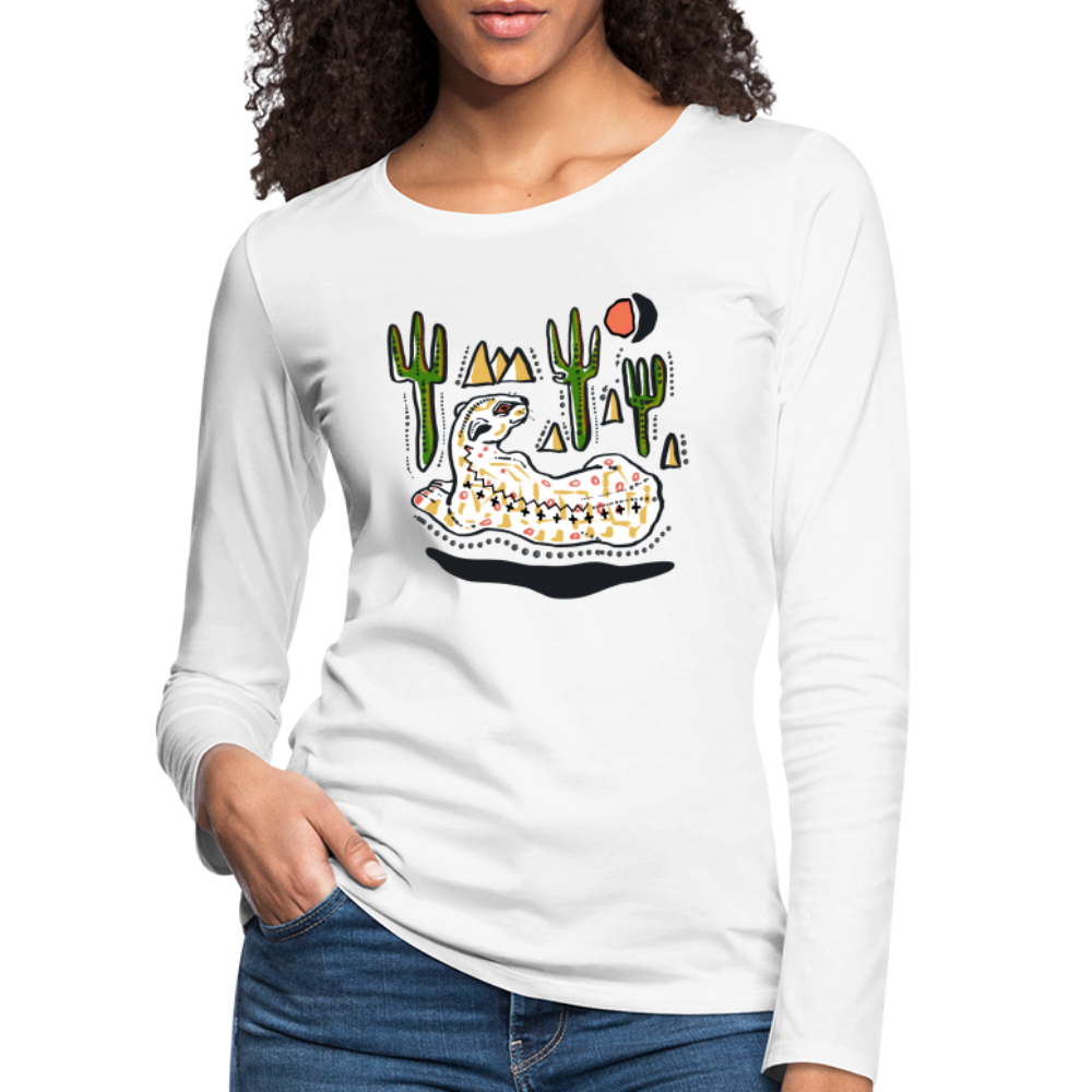 Frauen Premium Langarmshirt - “Folkart Jaguar” - weiß