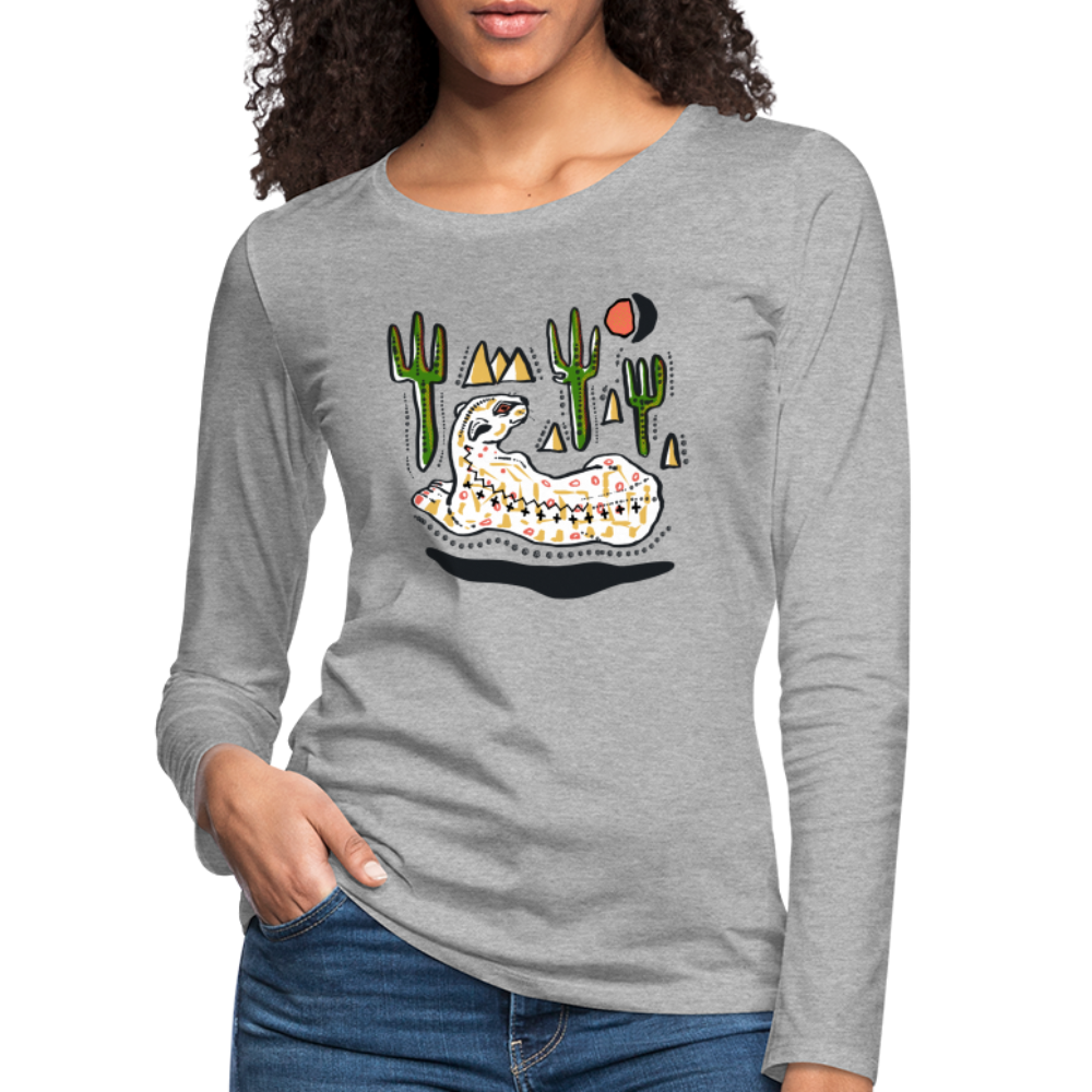 Frauen Premium Langarmshirt - “Folkart Jaguar” - Grau meliert