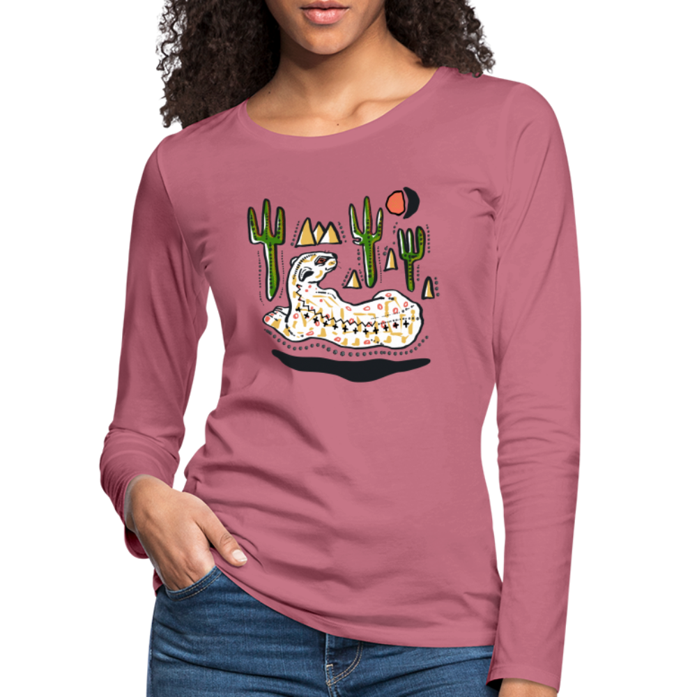 Frauen Premium Langarmshirt - “Folkart Jaguar” - Malve