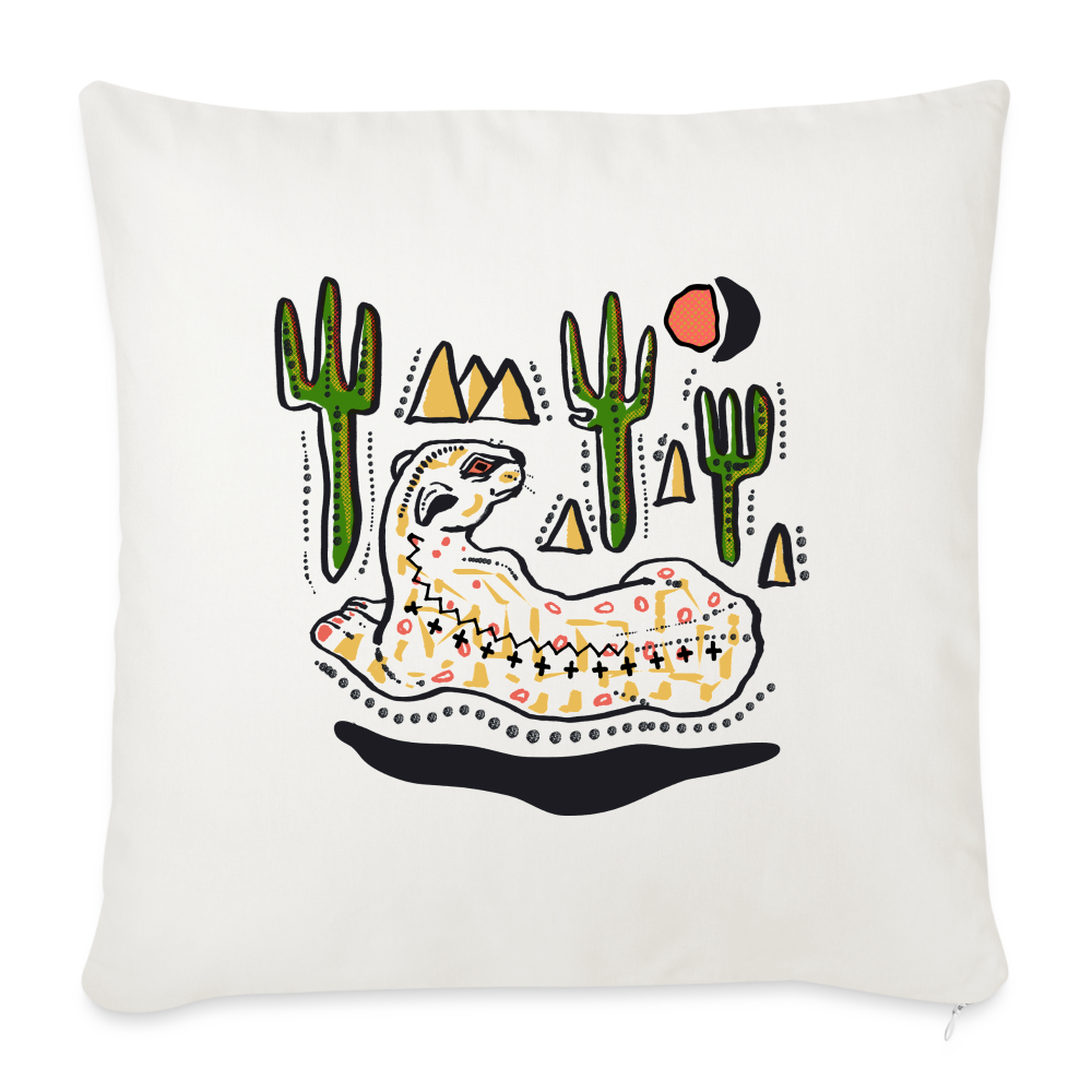 Sofakissen mit Füllung 44 x 44 cm - “Folkart Jaguar” - Naturweiß