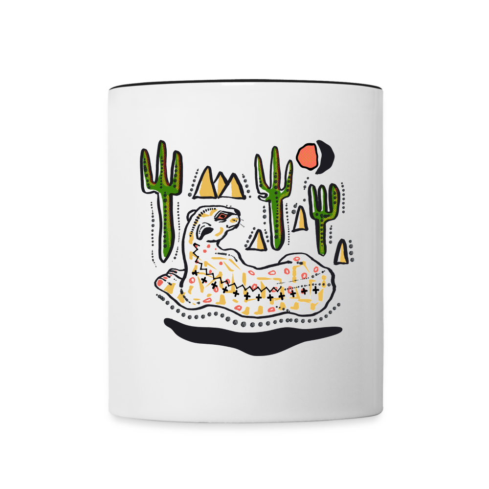 Tasse zweifarbig - “Folkart Jaguar” - Weiß/Schwarz