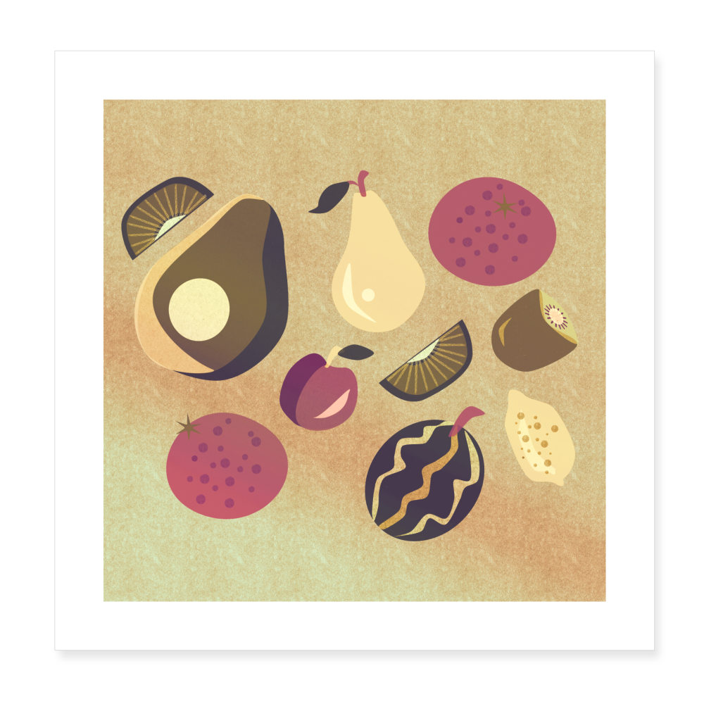 Poster 20x20 cm - Riso Obst - weiß