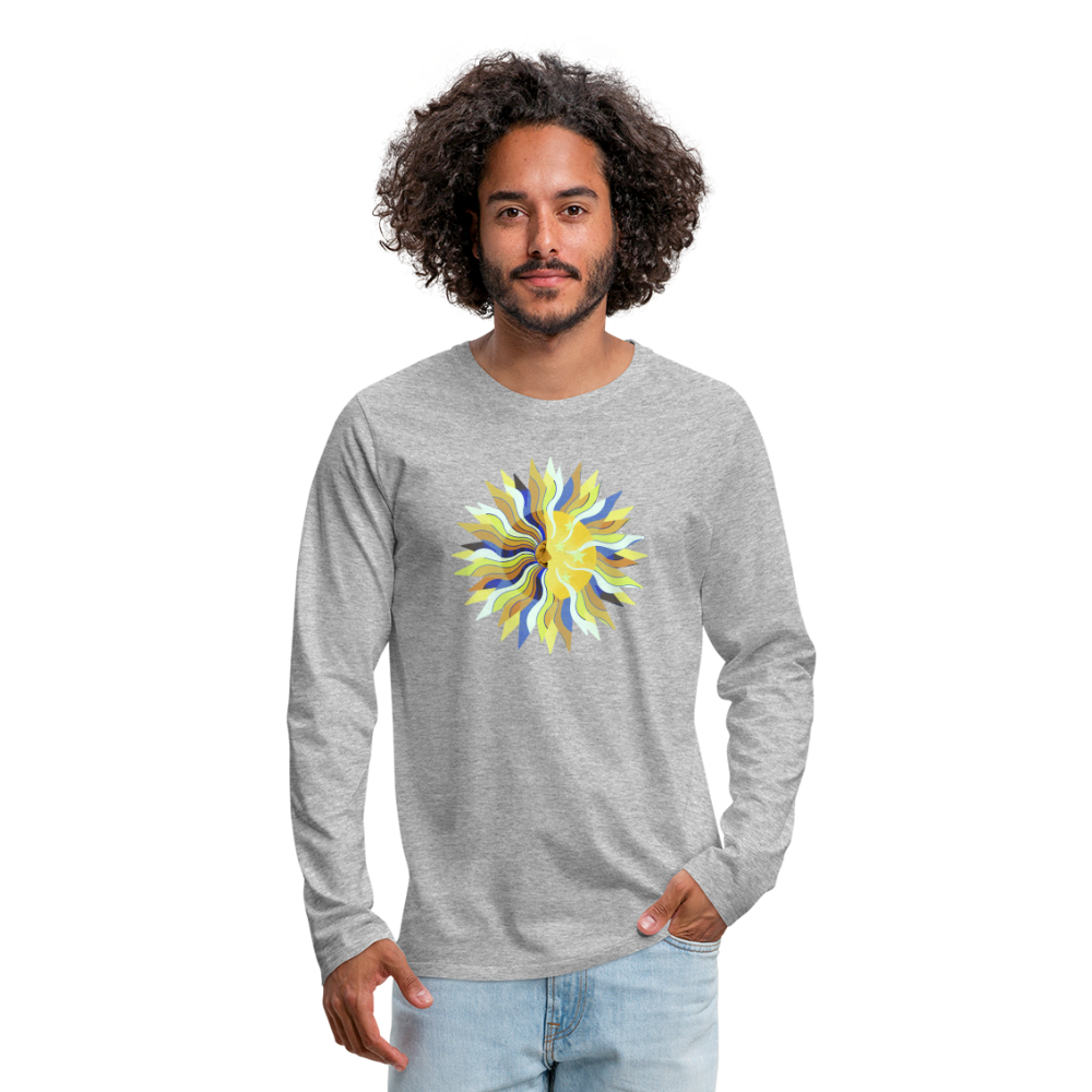 Männer Premium Langarmshirt "Sonne und Mond" - Grau meliert