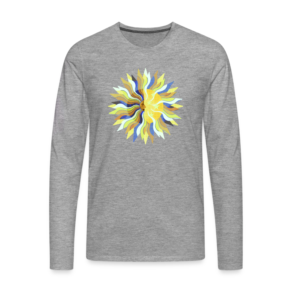 Männer Premium Langarmshirt "Sonne und Mond" - Grau meliert