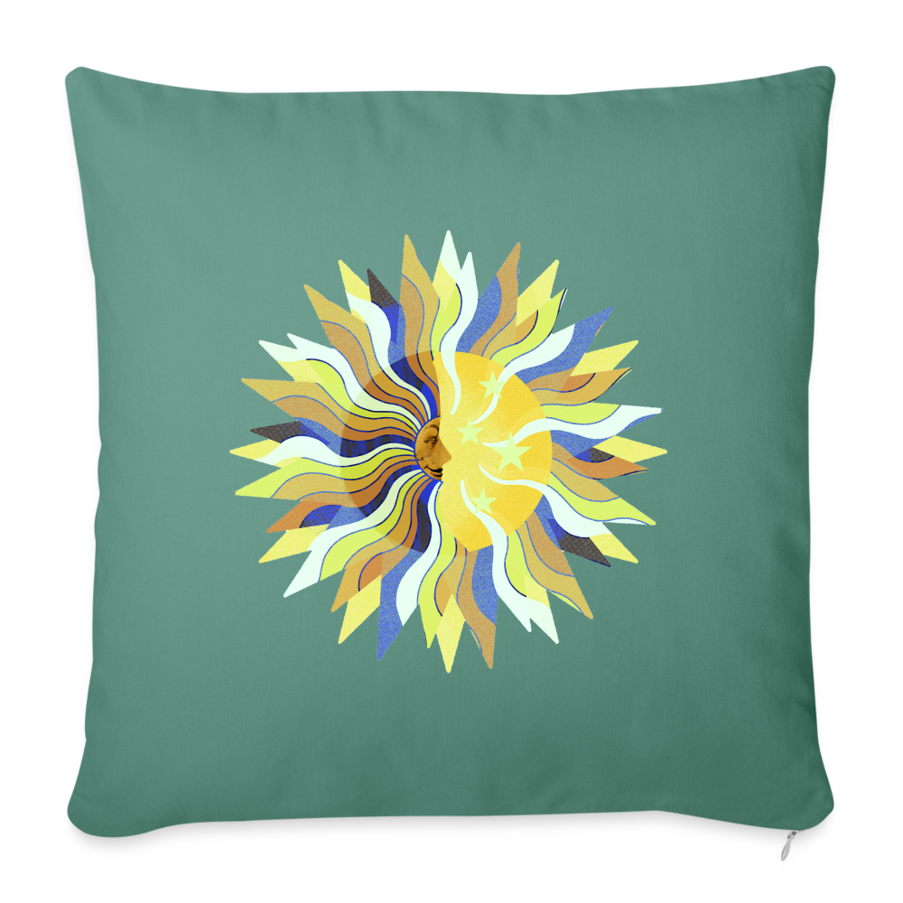 Sofakissenbezug 44 x 44 cm - "Sonne und Mond" - Tanngrün
