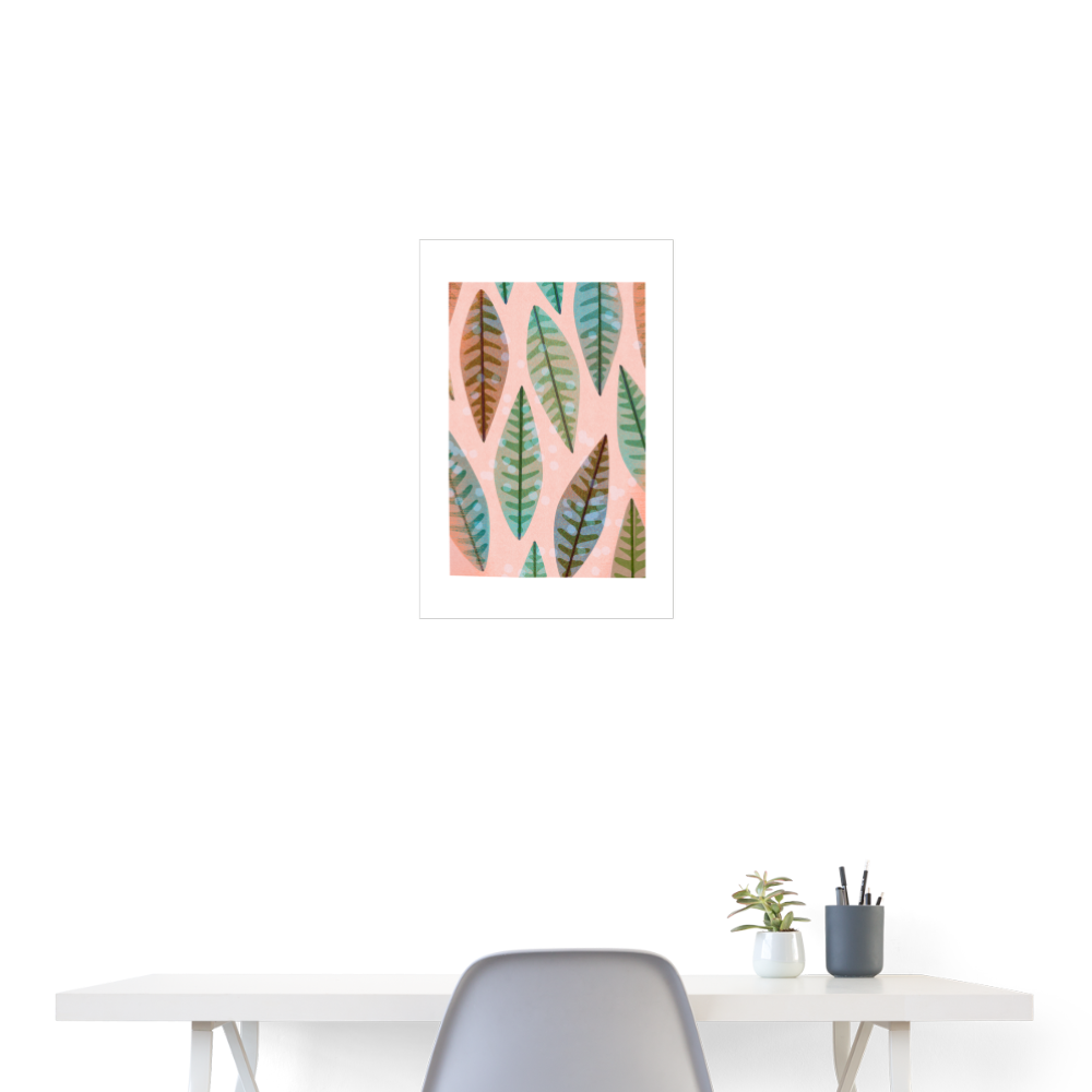 Poster 40x60 cm "Tropische Blätter" - weiß