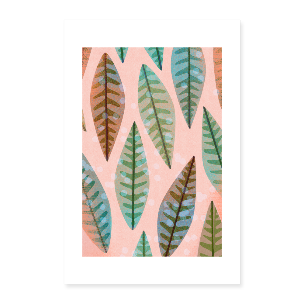 Poster 40x60 cm "Tropische Blätter" - weiß
