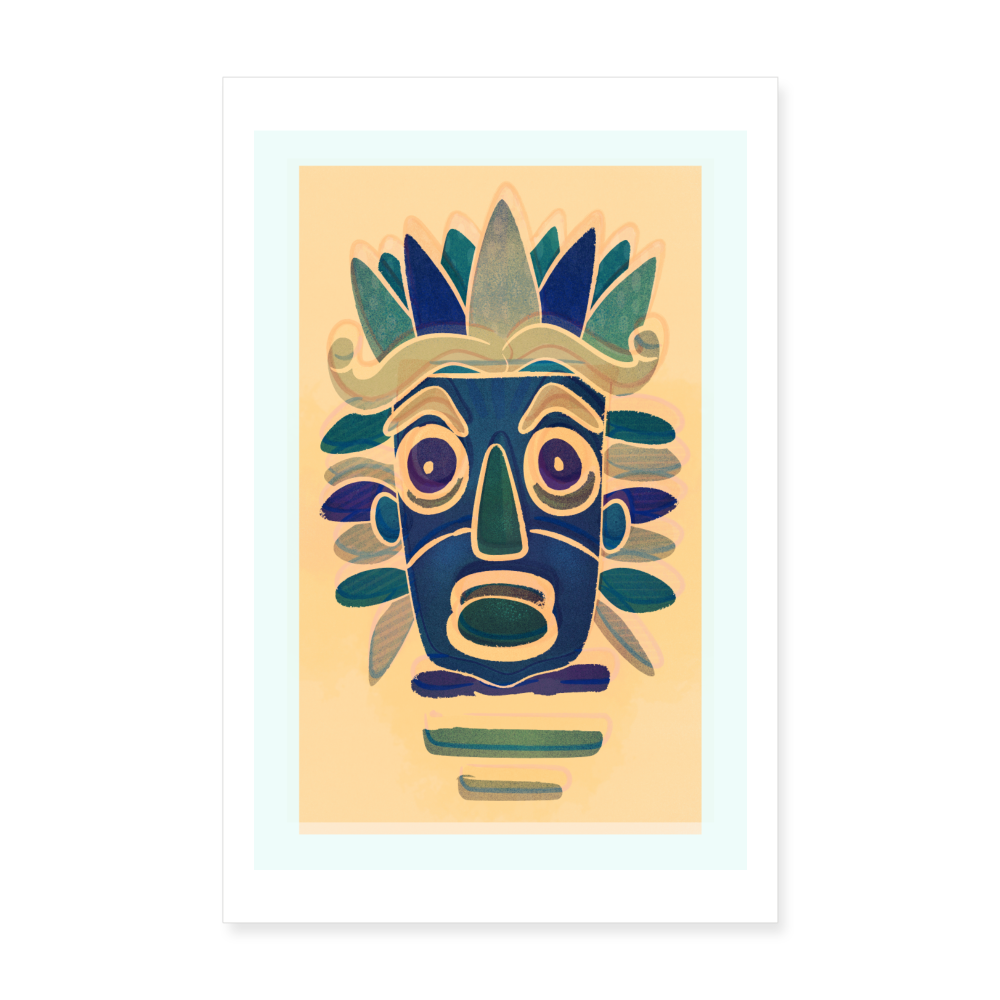 Poster 20x30 cm "Riso Print Maske" - weiß