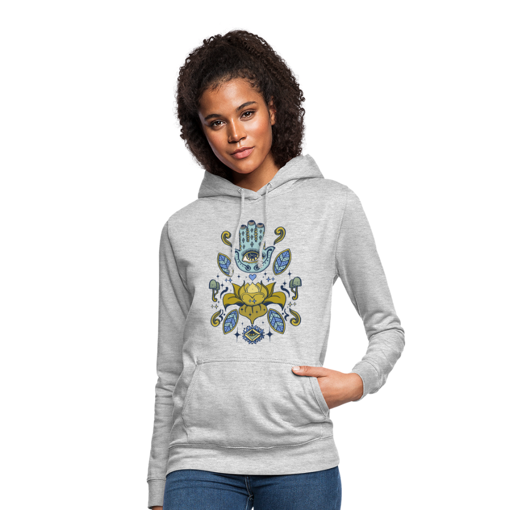 Frauen Hoodie - "Fatimas Lotos" - Hellgrau meliert