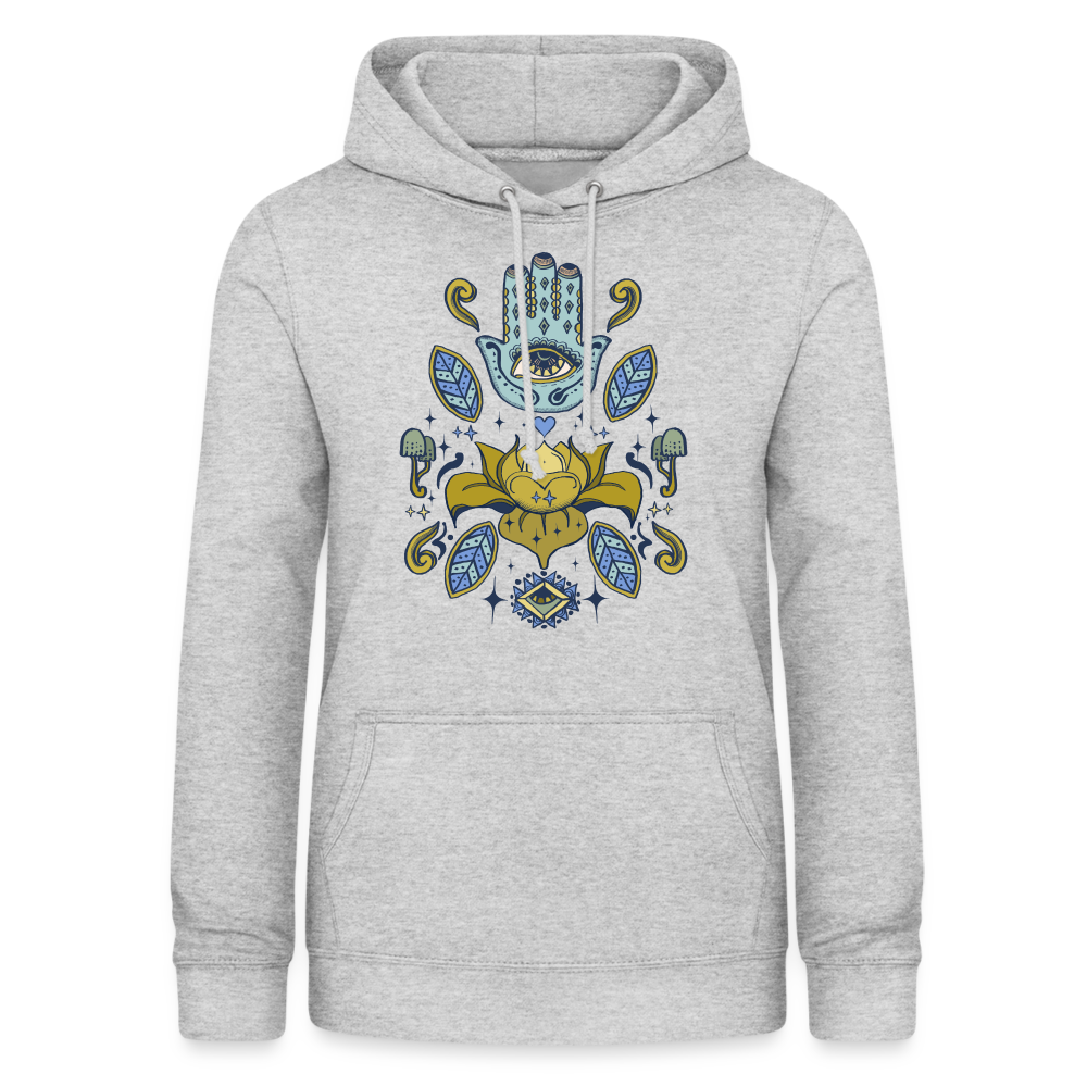 Frauen Hoodie - "Fatimas Lotos" - Hellgrau meliert