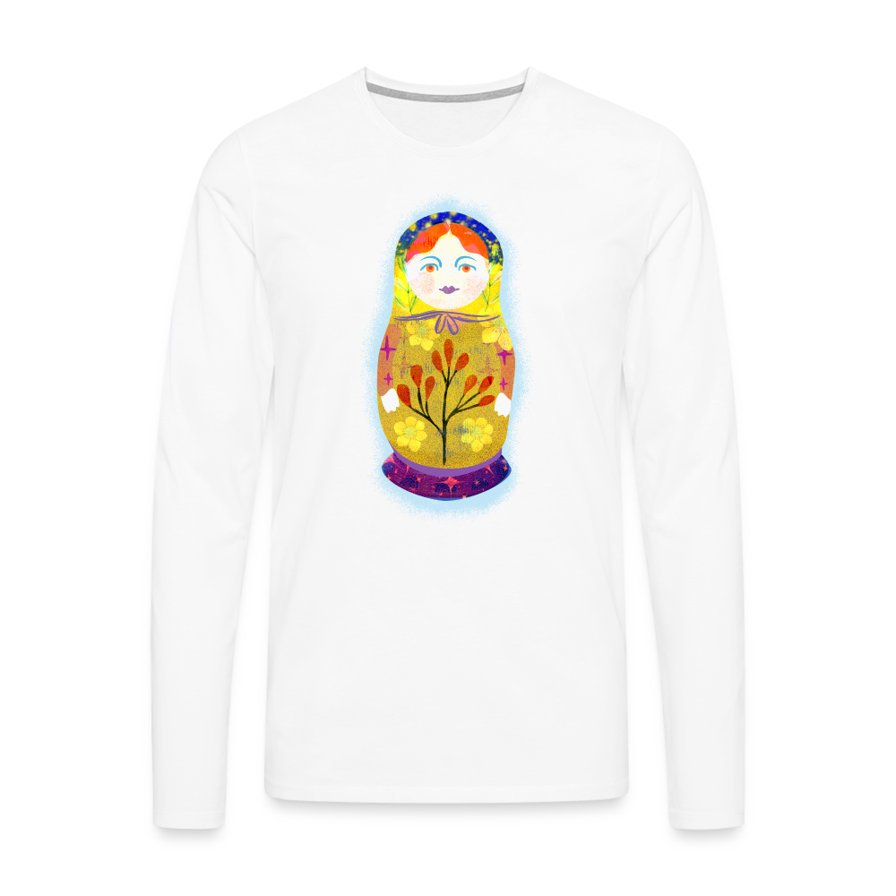 Männer Premium Langarmshirt - “Retroprint Matroschka” - weiß