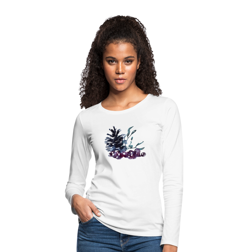 Frauen Premium Langarmshirt - "Winterpflanzen" - weiß