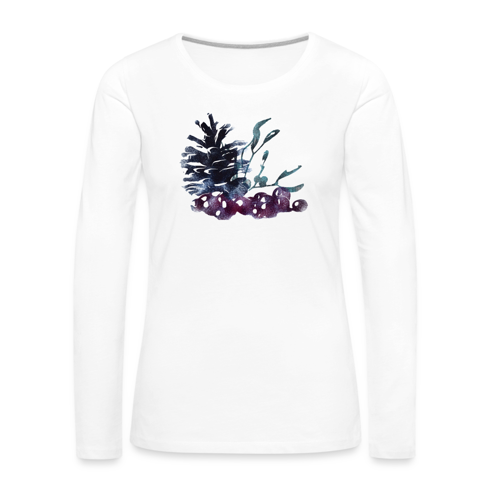 Frauen Premium Langarmshirt - "Winterpflanzen" - weiß