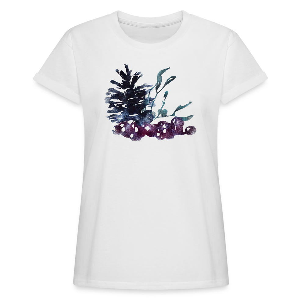 Frauen Oversize T-Shirt - "Winterpflanzen" - weiß