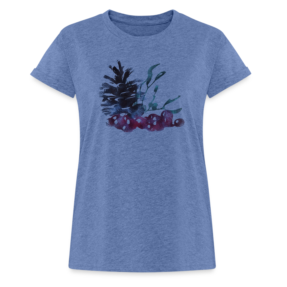 Frauen Oversize T-Shirt - "Winterpflanzen" - Denim meliert