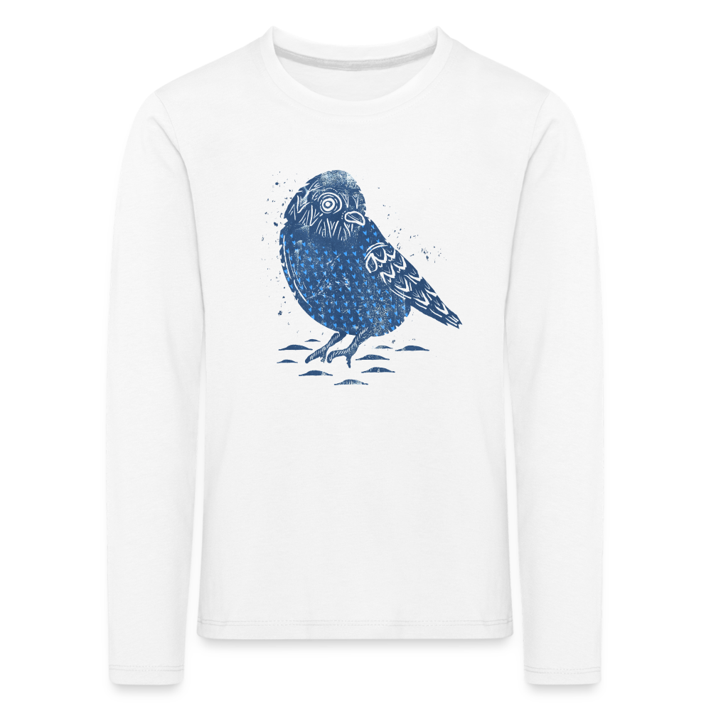 Kinder Premium Langarmshirt - “Wintermeise” - weiß