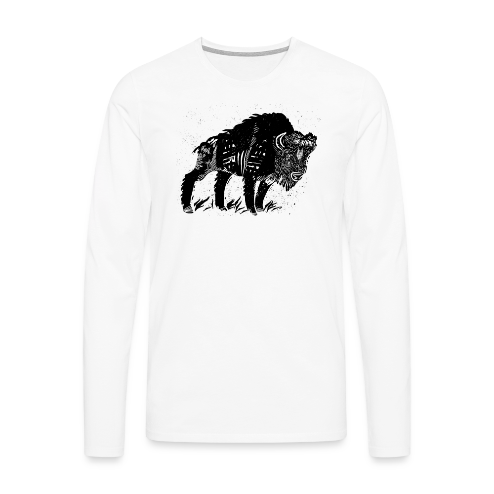 Männer Premium Langarmshirt - “Wilder Bison” - weiß