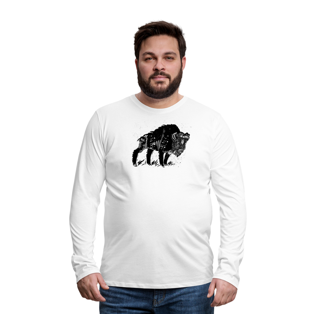 Männer Premium Langarmshirt - “Wilder Bison” - weiß