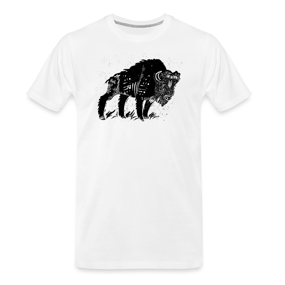 Männer Premium Bio T-Shirt - “Wilder Bison” - weiß