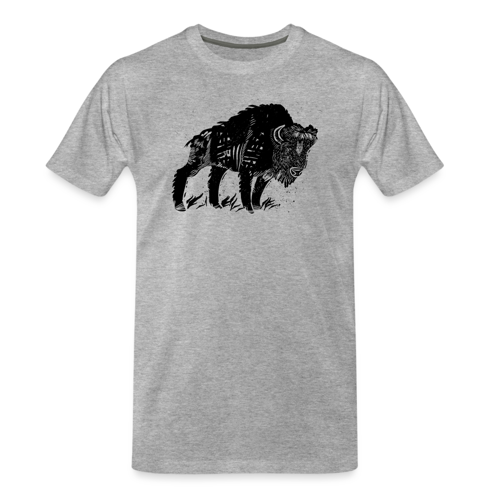 Männer Premium Bio T-Shirt - “Wilder Bison” - Grau meliert