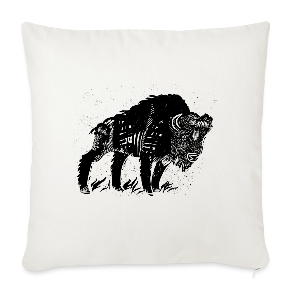Sofakissen mit Füllung 44 x 44 cm - “Wilder Bison” - Naturweiß