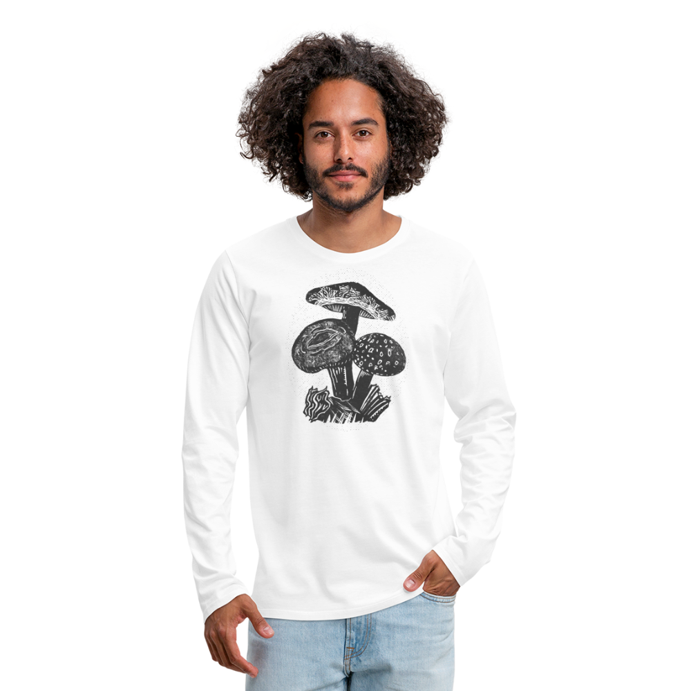 Männer Premium Langarmshirt - “Dunkle Pilze” - weiß