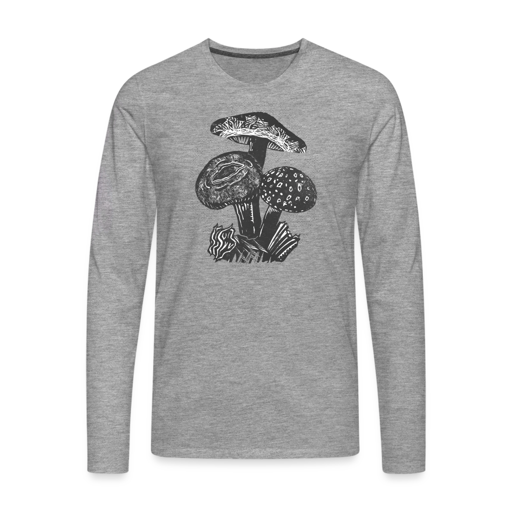 Männer Premium Langarmshirt - “Dunkle Pilze” - Grau meliert