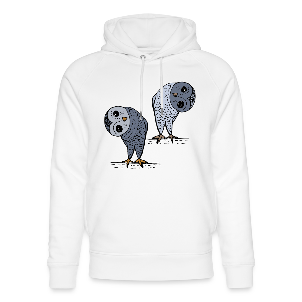 Unisex Bio-Hoodie von Stanley & Stella - Staunende Eulen - weiß